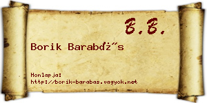Borik Barabás névjegykártya